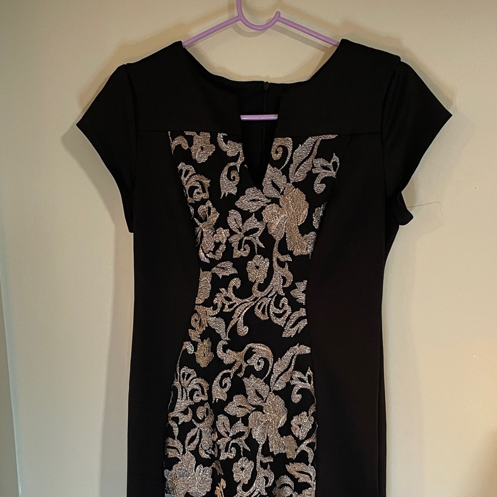 Elegant Black and Silver Floral Dress